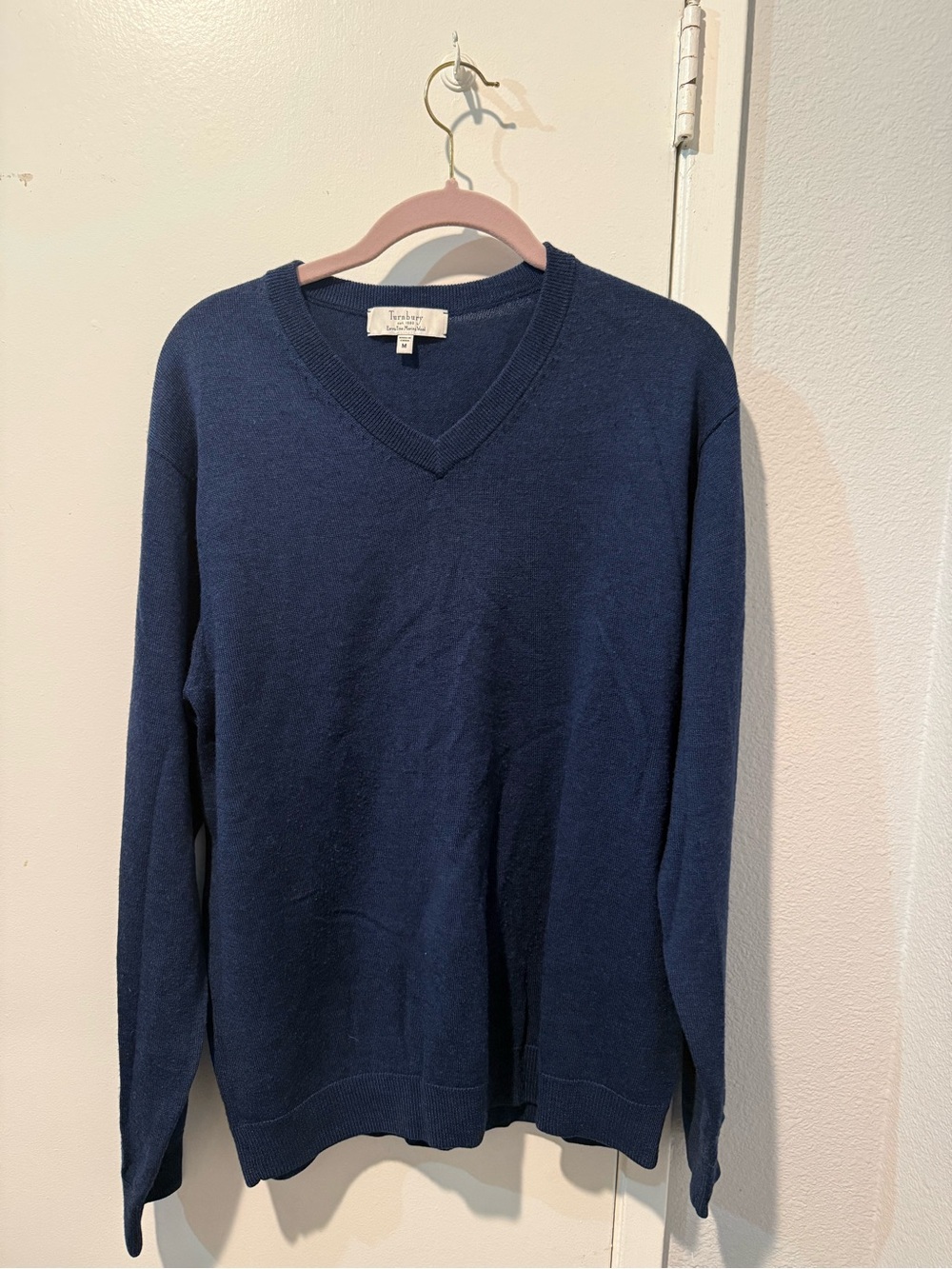 Vince Navy V-Neck Cashmere-Blend Sweater